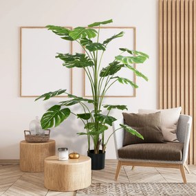 Planta artificial, árvore artificial altura 180 cm, Monstera deliciosa com vaso incluído,  para interior, verde