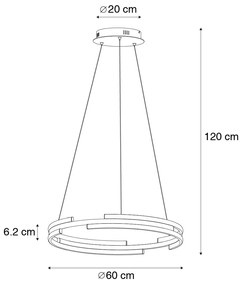 Candeeiro suspenso inteligente preto com latão incluindo LED regulável - Nikki Design