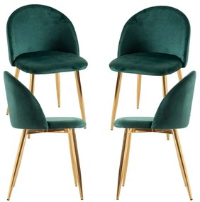 Pack 4 Cadeiras Vint Veludo Golden - Verde