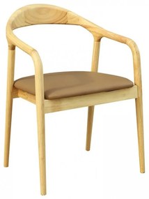 Conjunto 2 Cadeiras jantar BALCANES, madeira de faia, natural, pele sintética castanha