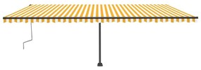 Toldo retrátil manual com LED 600x300 cm amarelo e branco