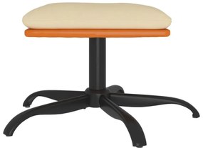 Apoio de pés 60x60x36 cm tecido/couro artificial cor creme