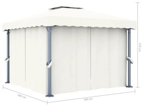 Gazebo com cortinas e cordões de luzes LED 3x3 m branco nata