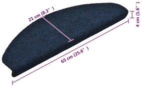 Tapetes de escada autoadesivos 5 pcs 65x21x4 cm azul-marinho