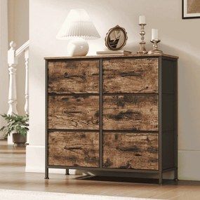 Cómoda com gavetas de tecido 30 x 76,7 x 73,7 cm Castanho vintage-Preto