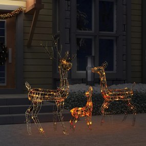 Família de renas decorativa 300 luzes LED coloridas acrílico