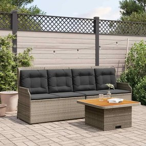 vidaXL 3 pcs conjunto lounge de jardim c/ almofadões vime PE cinzento
