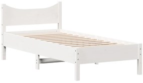 Cama sem colchão 100x200 cm madeira de pinho maciça branco