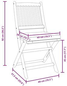 Cadeiras de Jardim Dobráveis vidaXL com Almofada Cinza 4pcs em Madeira