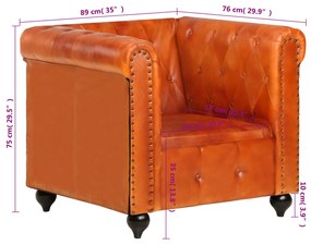 Poltrona chesterfield couro genuíno bronze