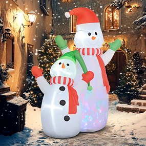 Boneco de Neve de Natal Insuflável, 190 x 110 x 240 cm, Luzes LED Integradas, Branco