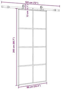 Porta deslizante c/ conj. ferragens 90x205cm vidro ESG preto