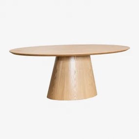 Oval Dining Table 220x120 Cm In Wood And Mdf Aura Folheado A Freixo - Sklum
