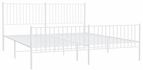 Estrutura de cama com cabeceira e pés 193x203 cm metal branco