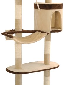 Árvore p/ gatos parede arranhadores sisal 194 cm bege/castanho