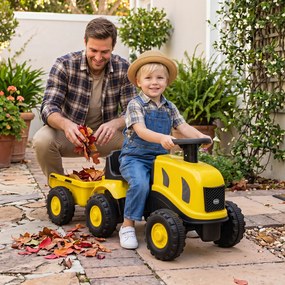 Andarilho Trator Infantil com Reboque, 88 x 35 x 35 cm, Sem Pedais, Amarelo