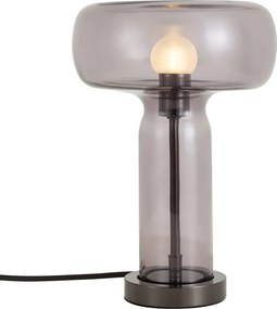 Candeeiro de Mesa Chique de Hotel em Metal Escuro com Vidro Fumê - Amara