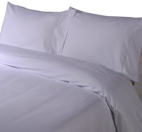 Jogo saco de edredão cetim 300 fios branco - Riscas Jacquard: Para cama 140cm  - 1 saco edredão 240 x 220 cm +  2 fronhas almofada 50x70 cm
