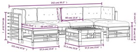 7 pcs conjunto lounge jardim c/ almofadões madeira maciça