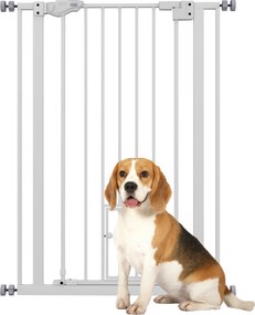 Barreira de segurança para animais com 104 cm de altura e Largura ajustável: 74 a 80 cm, com porta de fecho automático e sistema de dupla travagem, se