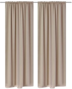 Cortinas opacas + barra de franzir 2 pcs 135 x 245 cm creme