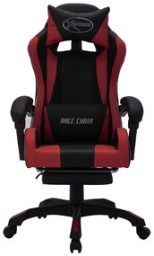 Cadeira corrida luzes LED RGB couro arti. vermelho tinto/preto