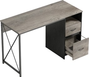 HOMCOM Mesa Gaming 120x50 cm Secretária Gaming Industrial com Compartimento e 2 Gavetas para Escritório Estúdio Cinzento Claro | Aosom Portugal