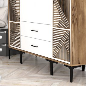 Roupeiro Kumsal PTP – Nogueira e Branco – 160 x 47,5 x 201,4 cm