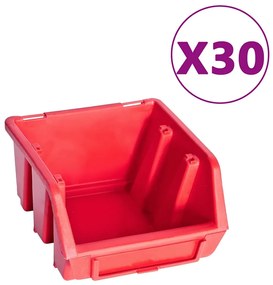 136 pcs kit caixas arrumação c/ painéis parede vermelho e preto