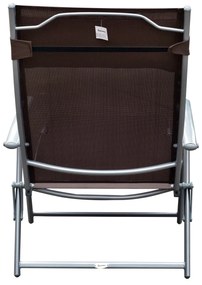 Outsunny Espreguiçadeira Dobrável de Jardim com Encosto Ajustável em 7 Posições Apoio para a Cabeça para Terraço Piscina Exterior Carga Máxima 165kg 137x63,5x100,5cm Marrom
