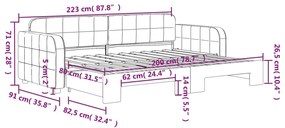 Sofá-cama com gavetão 80x200 cm veludo cinzento-claro
