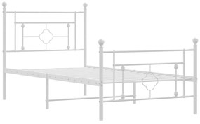 Estrutura de cama com cabeceira e pés 90x200 cm metal branco