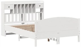 Cama com estante sem colchão 160x200 cm pinho maciço branco