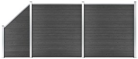 Conjunto de painel de vedação WPC 446x(105-186) cm preto