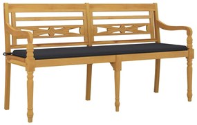 Banco Batávia c/ almofadão antracite 150 cm madeira de teca maciça
