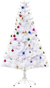 HOMCOM Árvore de Natal Artificial 150cm com 680 Ramos de PVC 48 Decorações Incluidas Decoração de Natal Φ85x150cm Branco