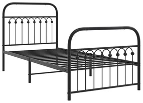 Estrutura de cama com cabeceira e pés 90x190 cm metal preto