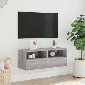 Móvel de parede p/ TV 80x30x30cm derivados madeira cinza sonoma