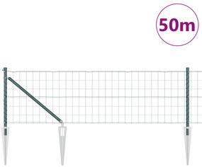 Cerca Euro com 13 Postes Espigados 0.6x50 m Aço Galvanizado Verde