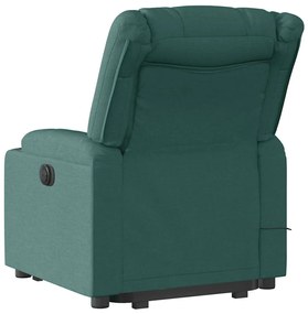Poltrona elétrica elevatória massagens tecido verde-escuro
