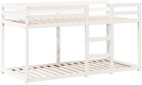 Beliche com telhado 90x200 cm madeira de pinho maciça branco