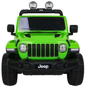 Carro elétrico para Crianças 12V 4x4 Jeep Wrangler Rubicon Rodas de EVA, Assento de couro Verde