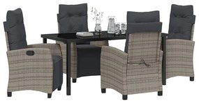 Conjunto de Jantar de Jardim com 5 Peças em Polyrattan Cinza