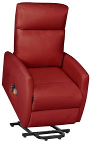 vidaXL Poltrona massagens elevatória couro artificial vermelho tinto