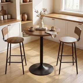 Mesa de bar redonda de 60 cm (BANCOS NÃO INCLUIDOS), mesa alta de cozinha para refeições em pé com patins antiderrapantes, para cozinha, sala de estar