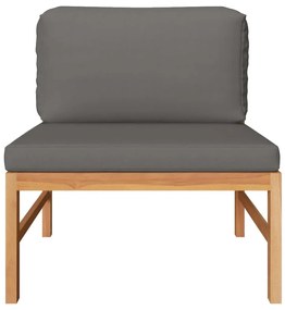 2 pcs conj. lounge de jardim c/ almofadões cinza-escuro teca