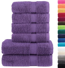 6pcs Conjunto toalhas banho premium SOLUND 600 gsm roxo