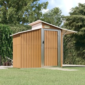 316245 vidaXL Abrigo de jardim 270x130x208,5 cm aço galvanizado castanho