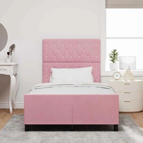 Estrutura de Cama Rosa 120x200 cm Veludo