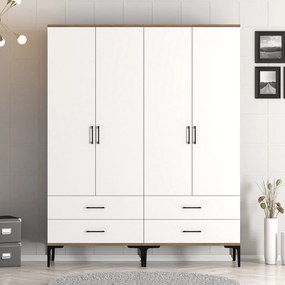 Roupeiro Kumsal TT – Nogueira e Branco – 160 cm x 47,5 cm x 201,4 cm